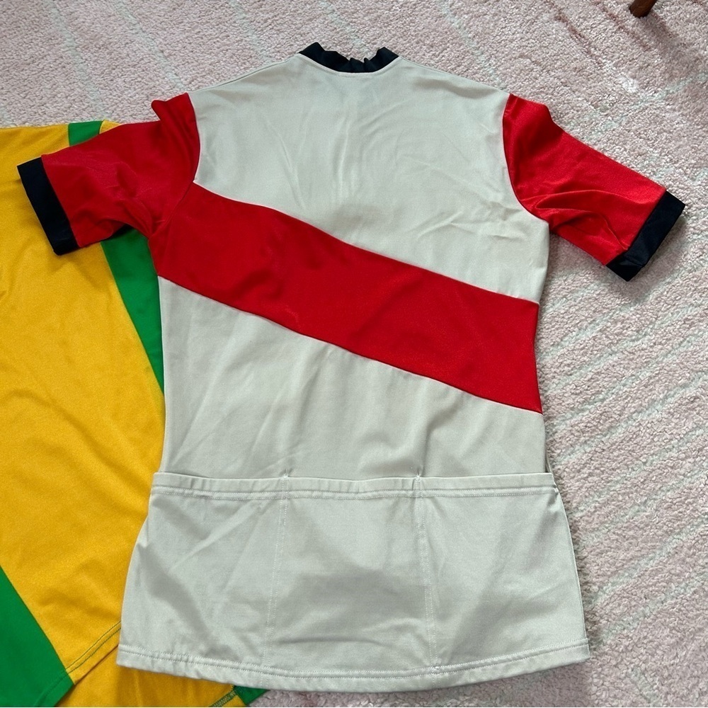 2 Vintage Schnaubelt Shorts Cycling Jerseys 1/4 Zip Yellow Green Tan Red Black M - Picture 2 of 14